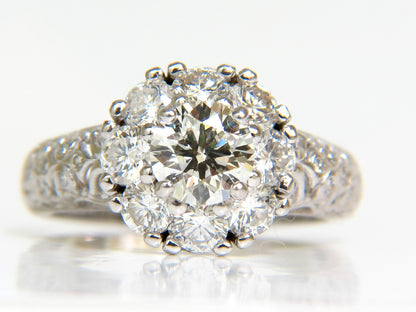 3D GILT 2.06CT CLUSTER NATURAL DIAMOND RING GOLD 14KT VS *v