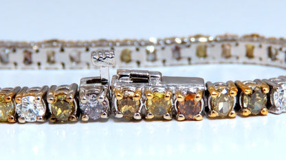 7.26ct Natural Yellow orange pink brown fancy color diamonds bracelet 14kt *v