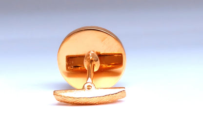 Cross Hatch Deco Round Raised Dome Button Cufflinks 14kt gold 12366 *v