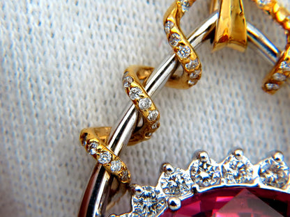 GIA 12.62CT NATURAL RUBELLITE PINK TOURMALINE DIAMONDS NECKLACE 18KT *V