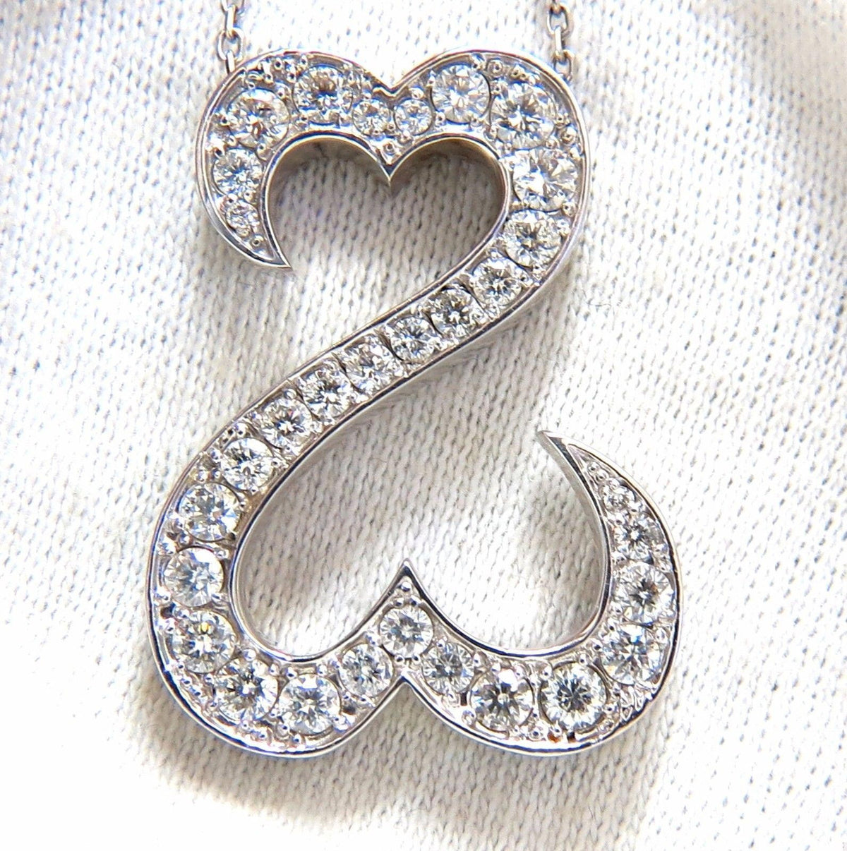 1.40ct natural diamonds double heart pendant 14kt 10658 *v