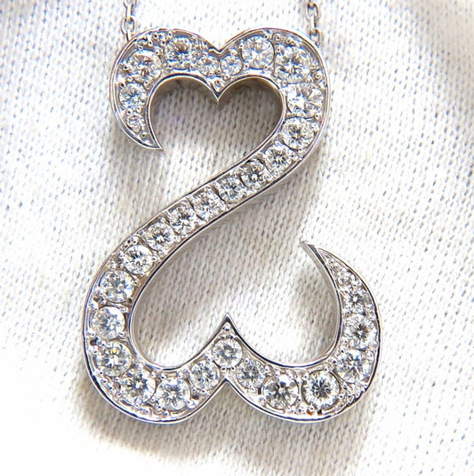 1.40ct natural diamonds double heart pendant 14kt 10658 *v