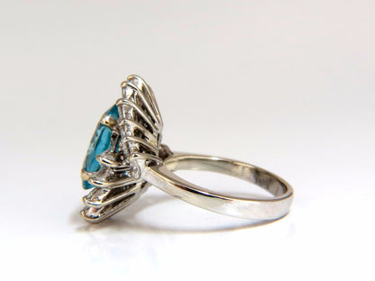 7.70ct Natural Indigo Blue zircon Diamonds Ring 18kt *v