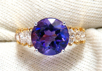4.45ct Natural Round Vivid Purple Amethyst Diamond Ring 14 Karat *v