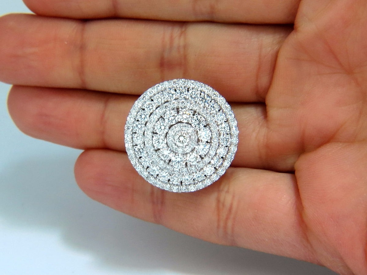 8.00ct Circular Domed Diamond Cocktail Cluster Clip Earrings 18kt 5 Row *v