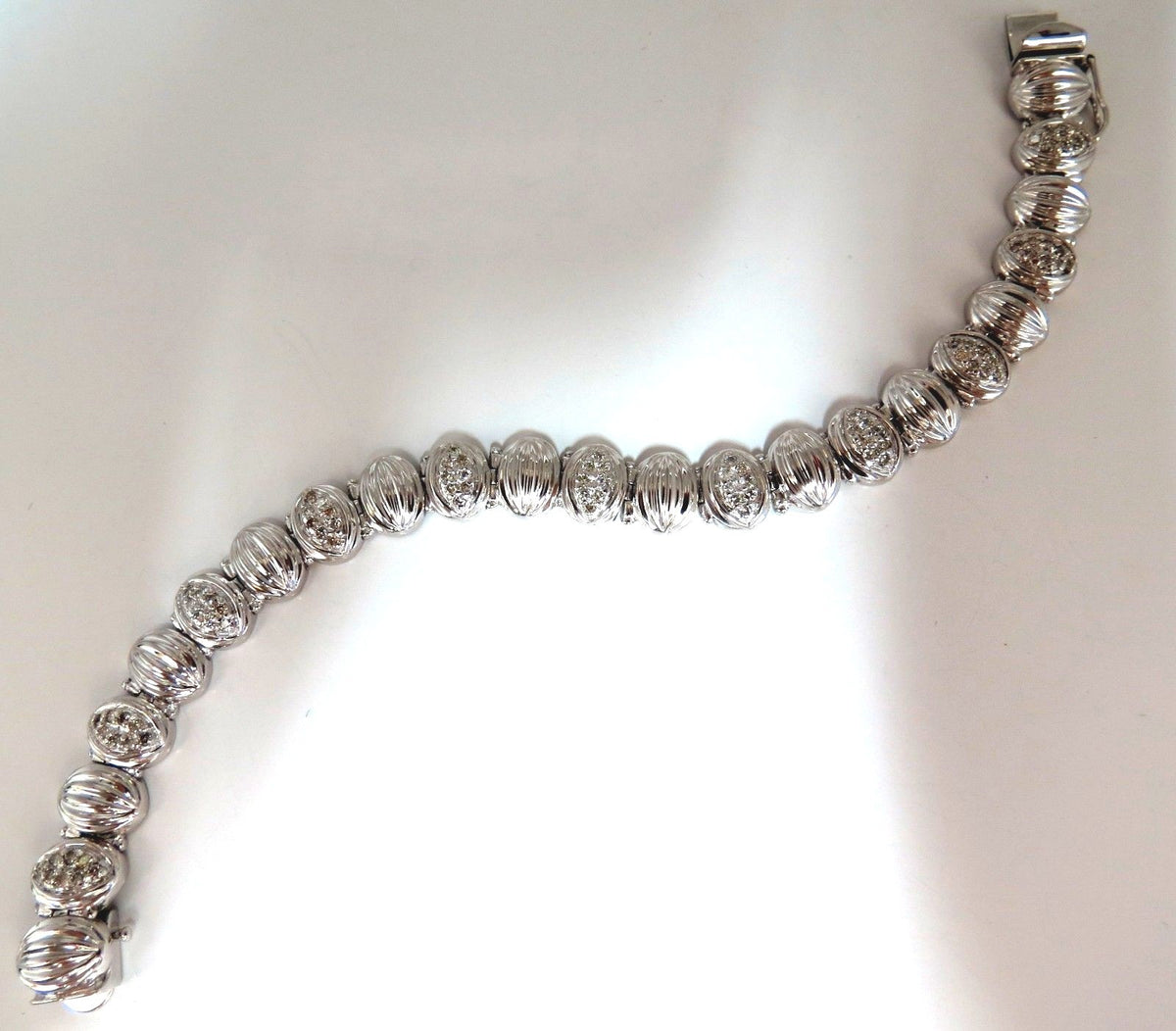 Mod Watermelon Link 1.00ct Diamonds Tennis Bracelet 14kt *v