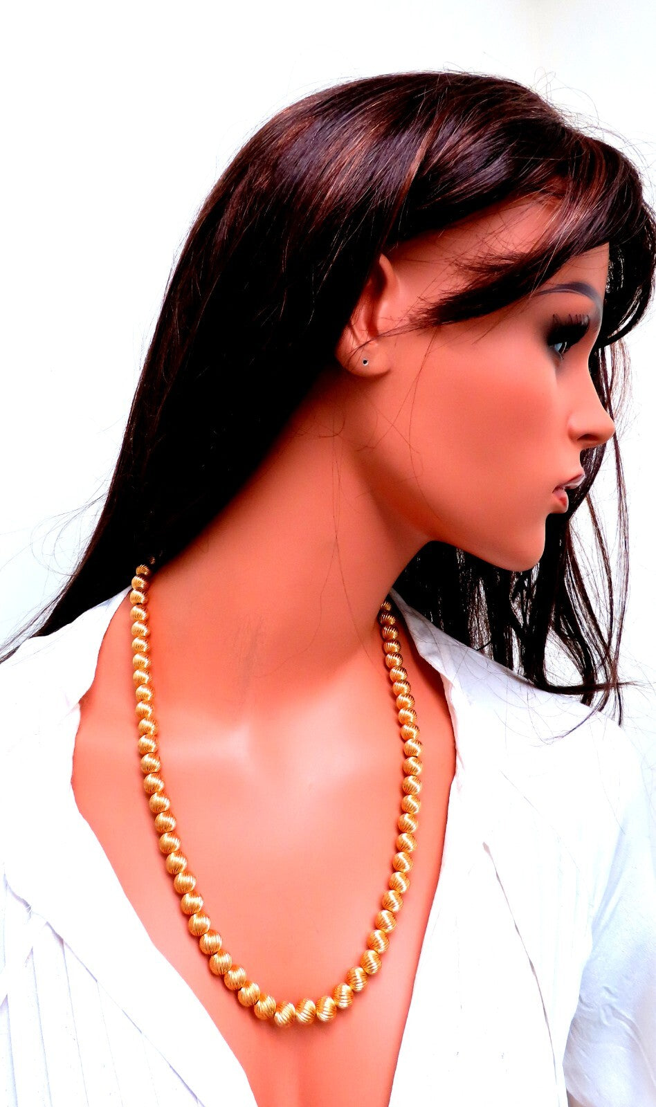 Barley Twist Beads Necklace 14kt 52 Grams 23inch *v