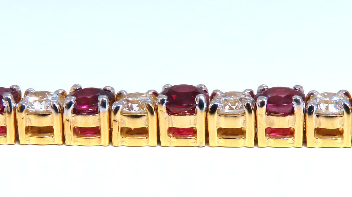 14.05ct Natural Ruby Diamonds Alternating Tennis Bracelet 14kt Gold Classic *v