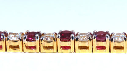 14.05ct Natural Ruby Diamonds Alternating Tennis Bracelet 14kt Gold Classic *v