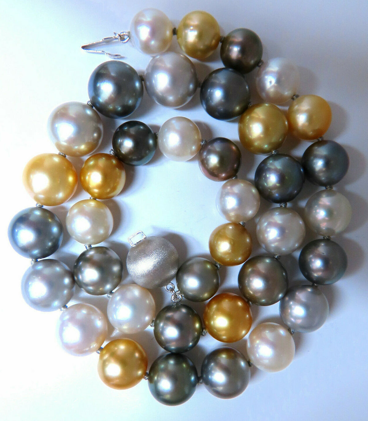 GIA certified Natural Peacock Tahitian Saltwater Pearls necklace 12.6m 14k *v