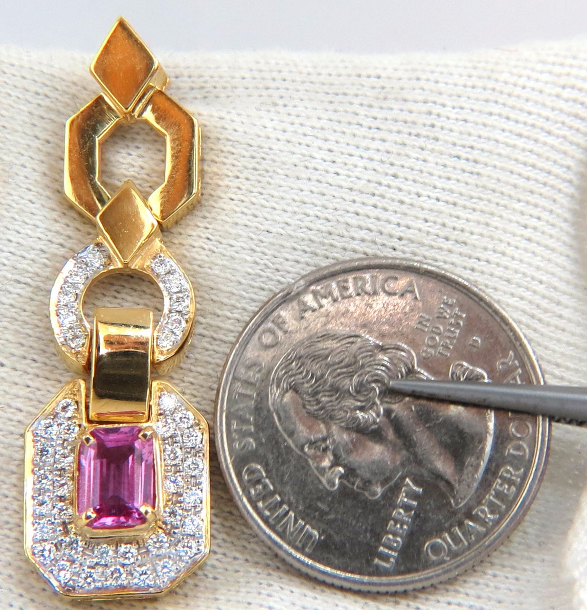 2.94ct Natural Pink Sapphire Diamond Dangle Earrings 14kt. Vivid Prime *v