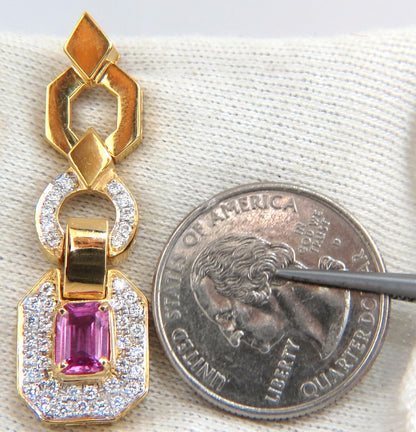 2.94ct Natural Pink Sapphire Diamond Dangle Earrings 14kt. Vivid Prime *v