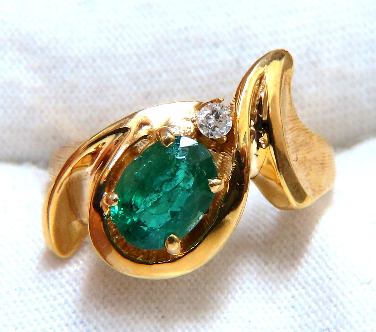 Emerald Diamond Ring 14kt 1.15ct Natural Mod Deco *v