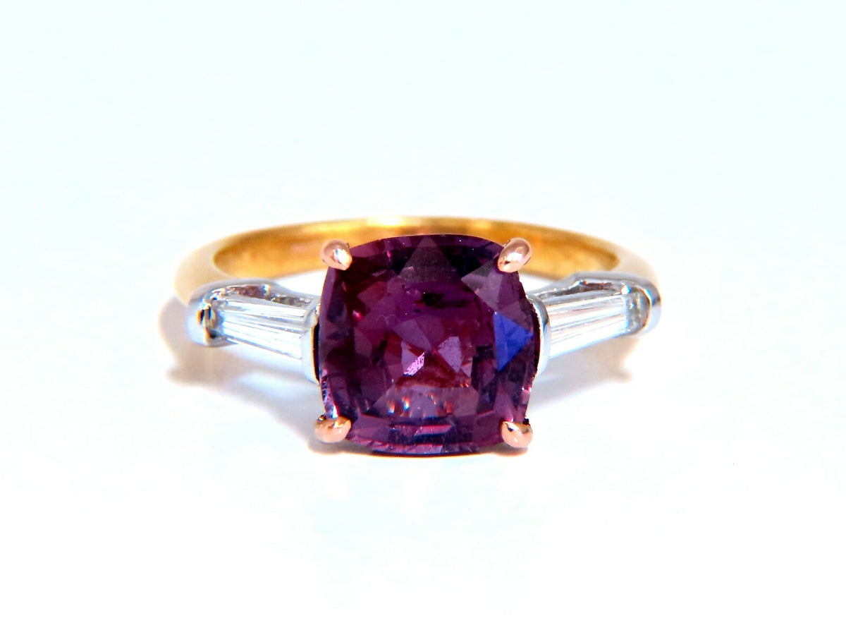 GIA Certified 3ct Natural purple pink Sapphire Diamonds Ring 18kt plat *v