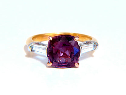 GIA Certified 3ct Natural purple pink Sapphire Diamonds Ring 18kt plat *v