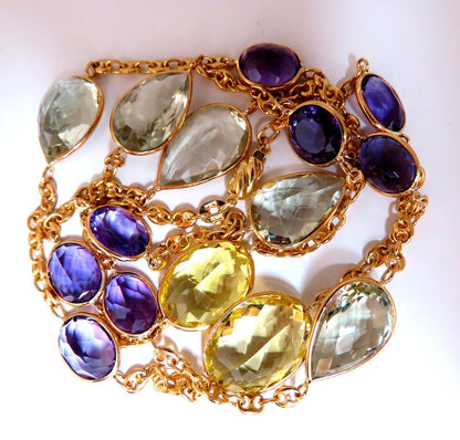 150ct natural purple green amethyst necklace 14kt Gold *v