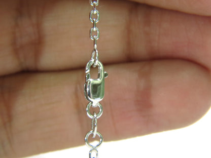 1.25CT NATURAL SAPPHIRE DIAMOND CLUSTER NECKLACE 14KT *v