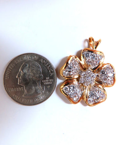 2ct Natural Diamonds Cluster Pendant Flower Motif 14kt Gold *v