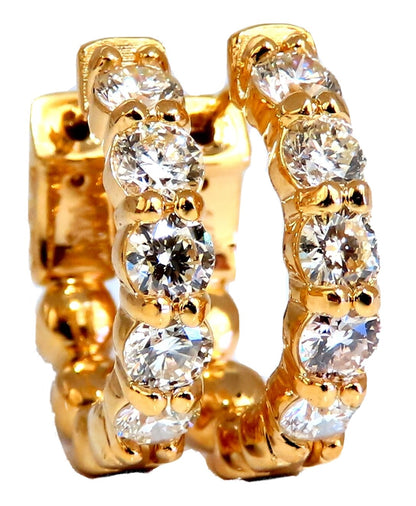 1.80ct Natural Round Diamond mini hoop earrings 14kt yellow gold Dime *v