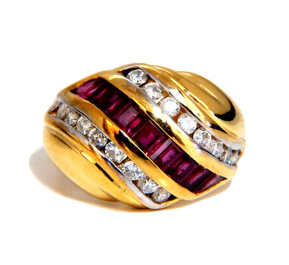1.50ct natural rubies and diamonds band ring channel wave 14kt *v