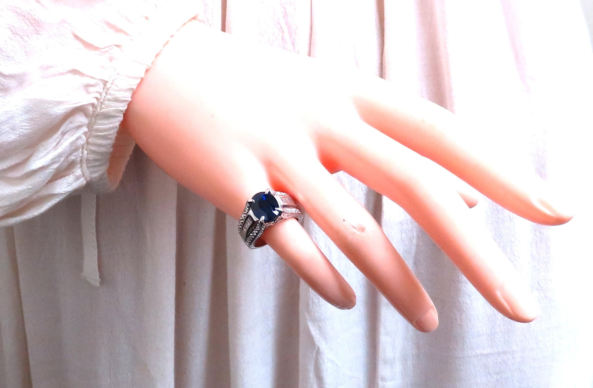 4.70ct Lab Created Sapphire Diamonds ring 14kt gold 12436 *v