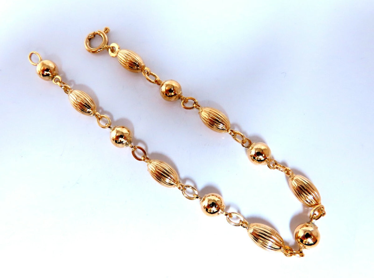 Melon & Bead Link Chain Bracelet 7inch 14kt gold *v