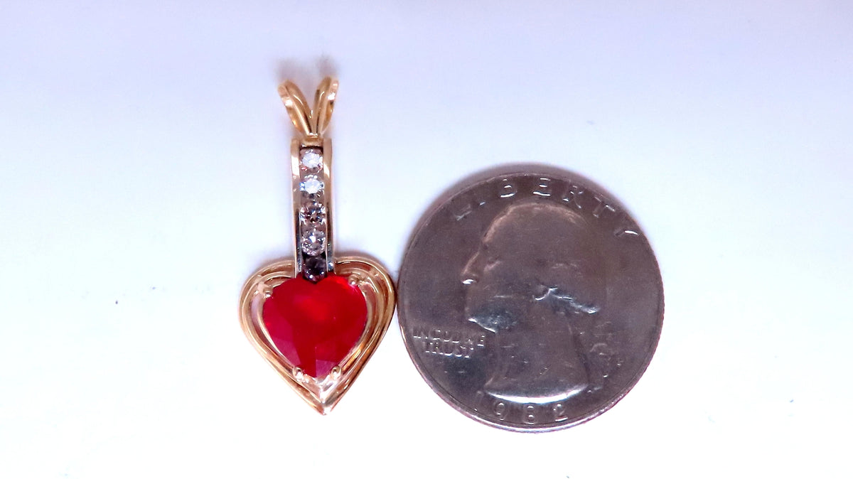 4ct  Enhanced Heart Ruby Diamond Pendant 14kt 12519 *v