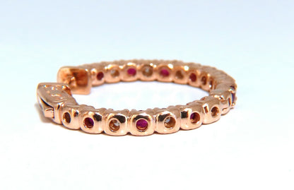 2.95ct natural Ruby diamonds hoop earrings 14kt rose gold inside out *v
