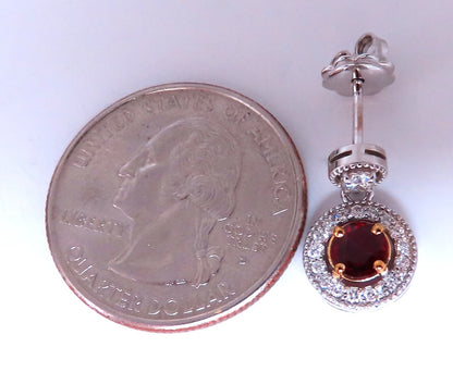 .95ct Natural Ruby Diamond Cluster Stud dangle earrings 14kt gold *v