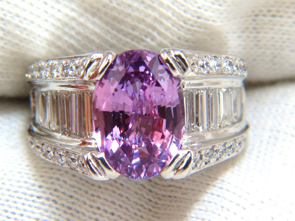 GIA 8.50ct natural no heat sapphire diamond ring 14kt. unheated purple pink *v