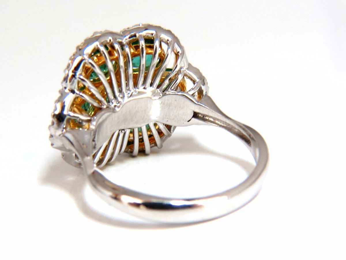 3.02ct Natural oval Emeralds diamond cocktail cluster ring 14kt G/Vs *v