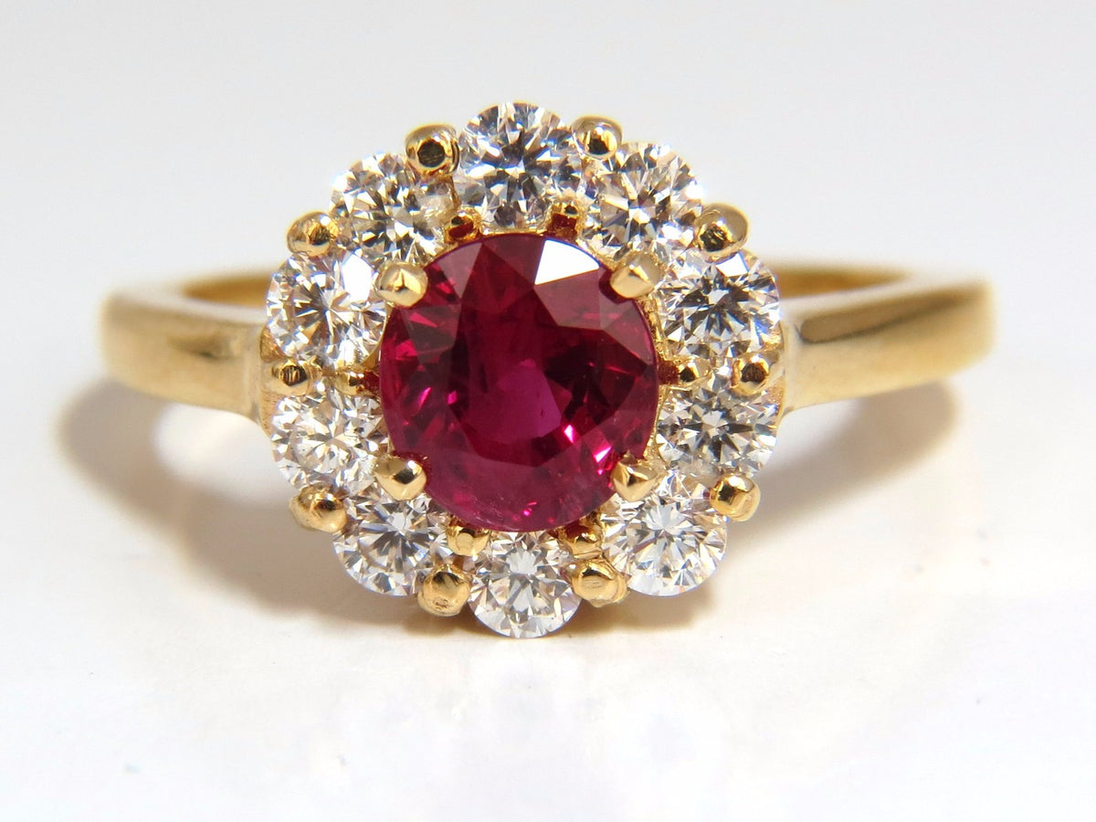 GIA Certified 1.54ct oval cut red natural ruby .88ct diamonds ring 18kt *v