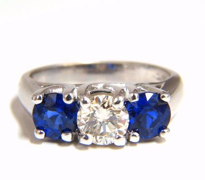 2.48ct natural sapphires diamond three stone ring 14kt royal blue *v