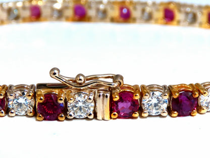 9.82ct Natural Ruby Diamonds Alternating Tennis Bracelet 14kt *v
