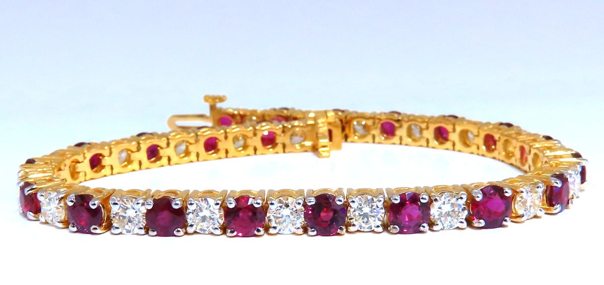 14.05ct Natural Ruby Diamonds Alternating Tennis Bracelet 14kt Gold Classic *v