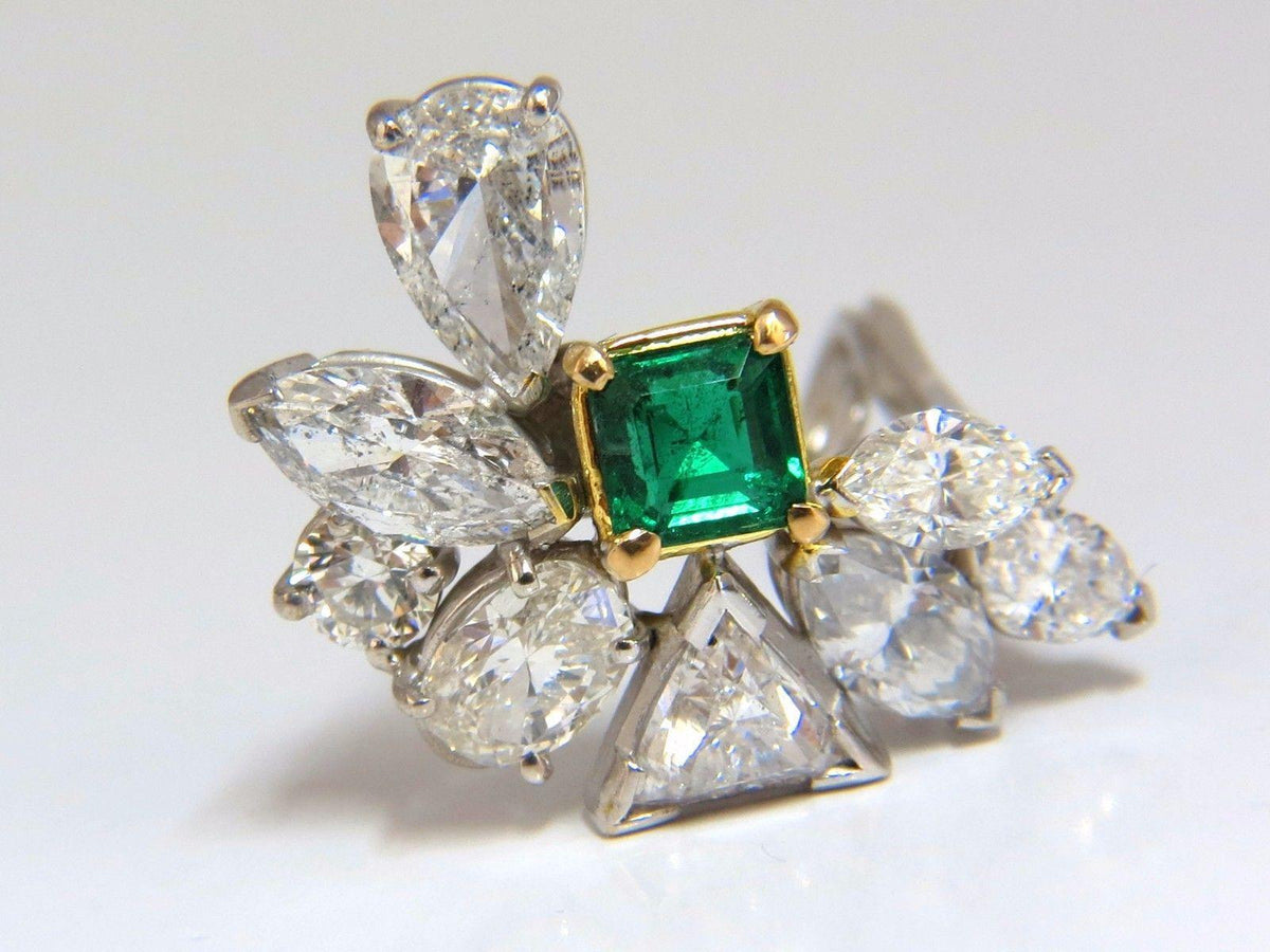10.90ct Natural Emerald Diamond Crescent Cocktail Earrings Ref 12317 *v