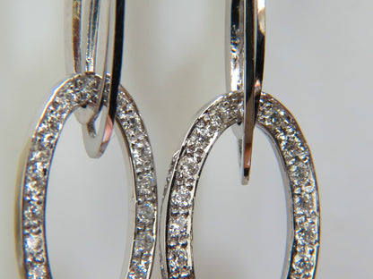 14KT GOLD .46CT ELONGATED OVALS DIAMOND DANGLE EARRINGS HINGED *v