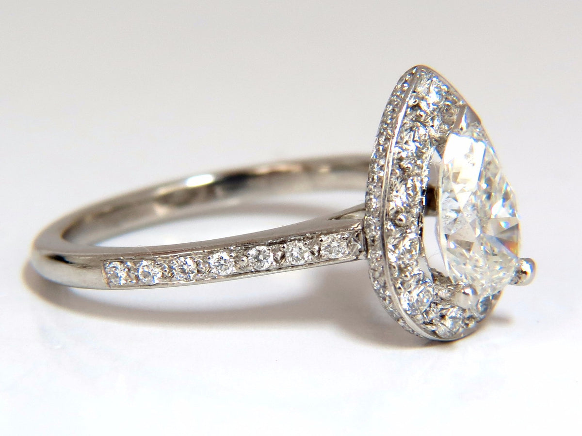 GIA Certified 1.15ct Pear Shape diamond ring 1.00ct. round accents platinum *v