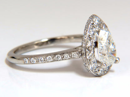 GIA Certified 1.15ct Pear Shape diamond ring 1.00ct. round accents platinum *v