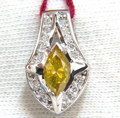 1.50 Carat Enhanced Fancy Yellow Diamond Marquise Shield Pendant 14kt 44112 *v