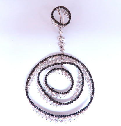 Black For White Diamond Circles Dangle Earrings 18kt 12532 *v
