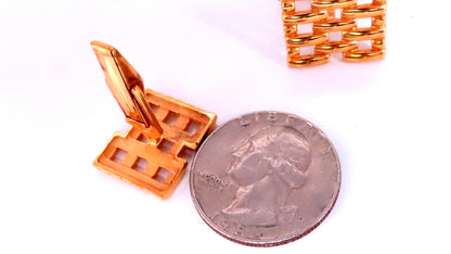 Staggered Brick Form Mens 14kt gold executive cufflinks 12362 *v