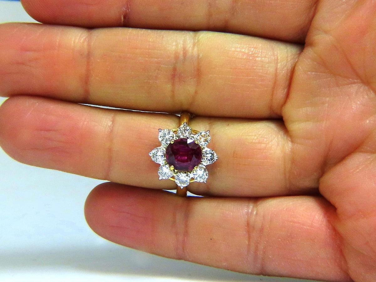 GIA Certified 3.20ct No Heat Red Natural Ruby Diamonds ring 14 Karat *v