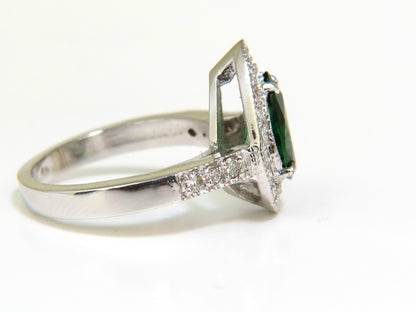 2.56CT NATURAL BRIGHT FINE GEM GREEN TSAVORITE DIAMOND RING 14KT *v