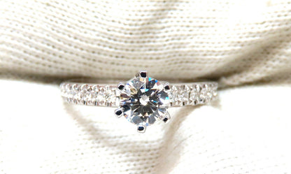GIA Certified .73ct round cut diamond Raised Tulip ring Platinum *v