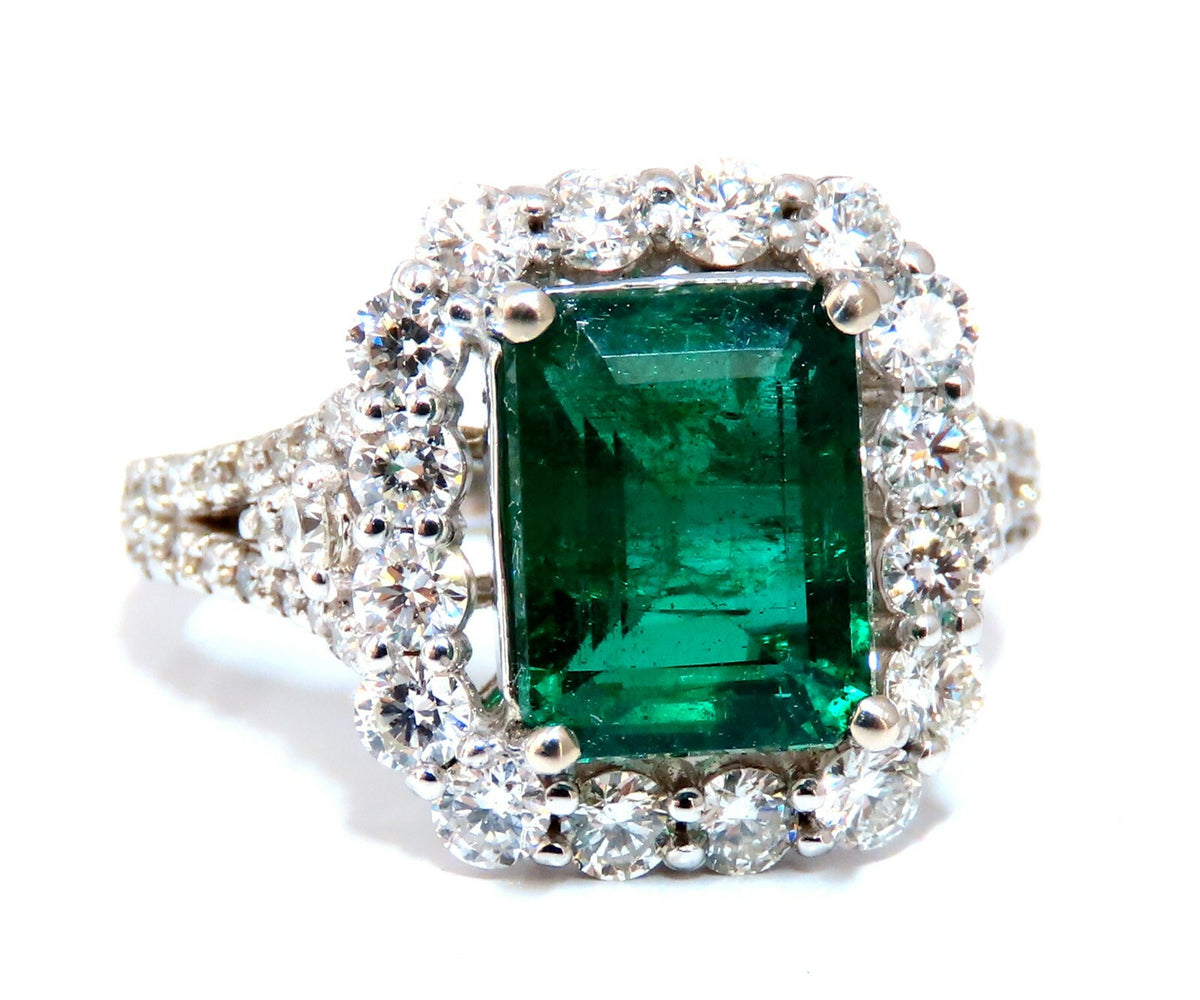 GIA Certified: 3.31ct Natural Emerald Diamonds Ring 14kt (F1) *v