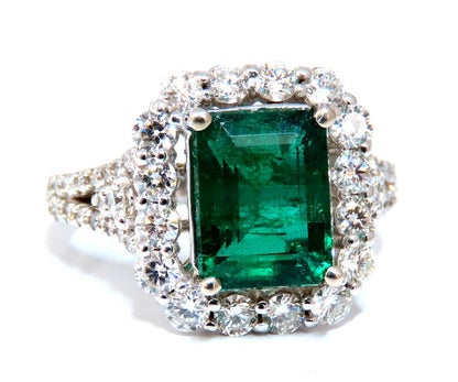 GIA Certified: 3.31ct Natural Emerald Diamonds Ring 14kt (F1) *v