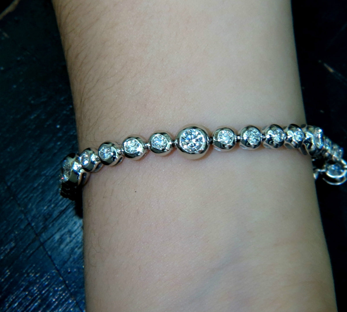 3.65CT NATURAL DIAMONDS TENNIS BRACELET 14KT FLUSH *v