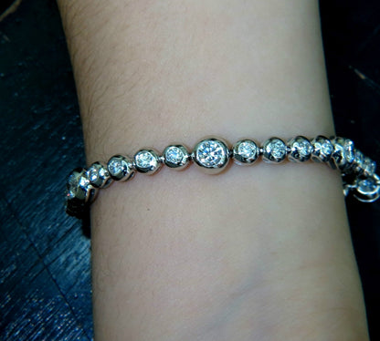 3.65CT NATURAL DIAMONDS TENNIS BRACELET 14KT FLUSH *v