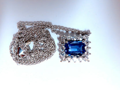 GIA Certified 3.18ct Natural No Heat Blue Sapphire Diamonds Necklace 14kt *v